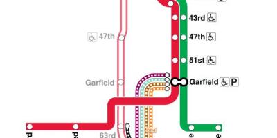 Chicago tàu bản đồ đường màu đỏ