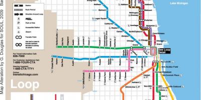 Chicago tàu bản đồ đường màu xanh
