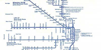 Bản đồ của đường màu xanh Chicago