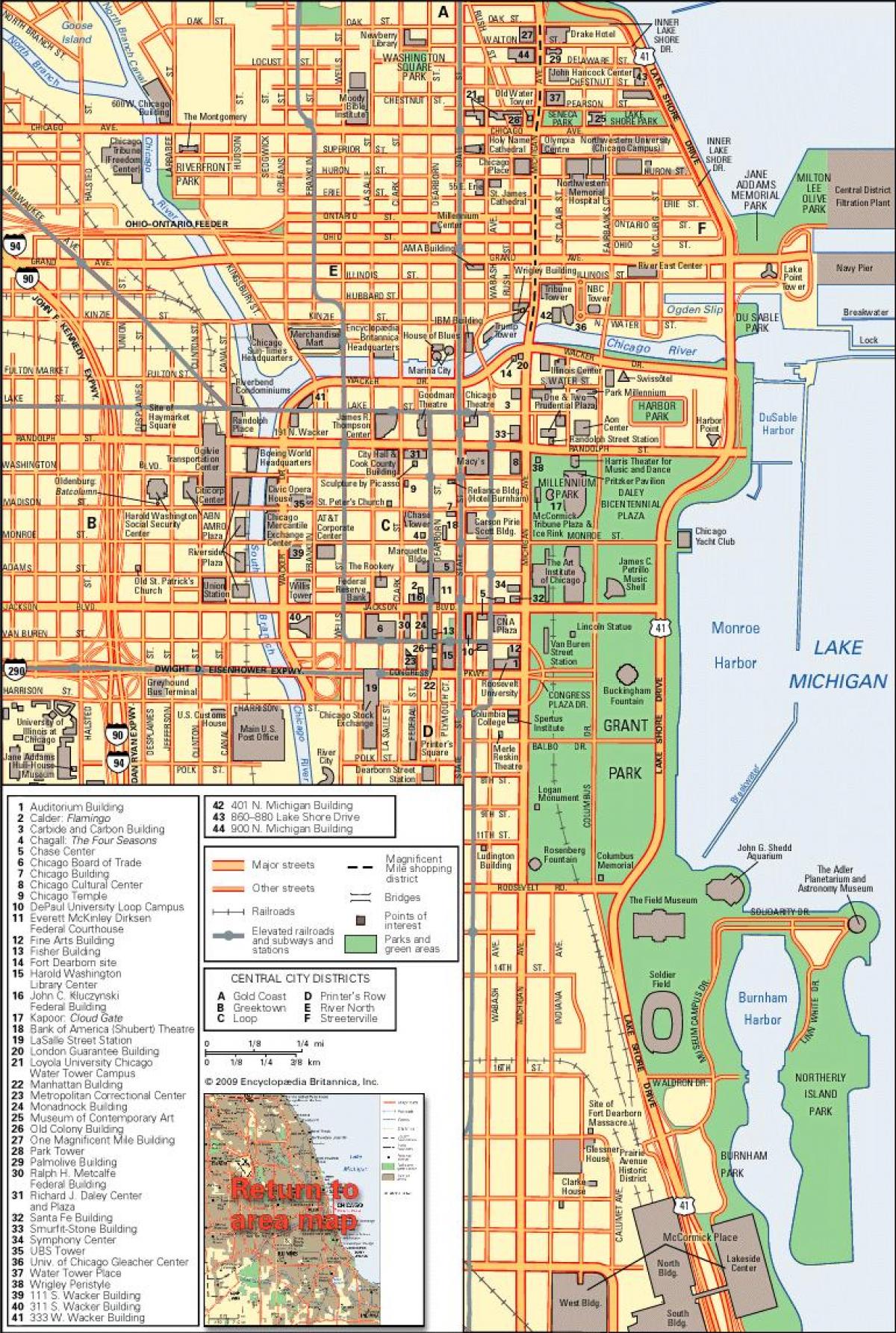 bản đồ trung tâm thành phố Chicago
