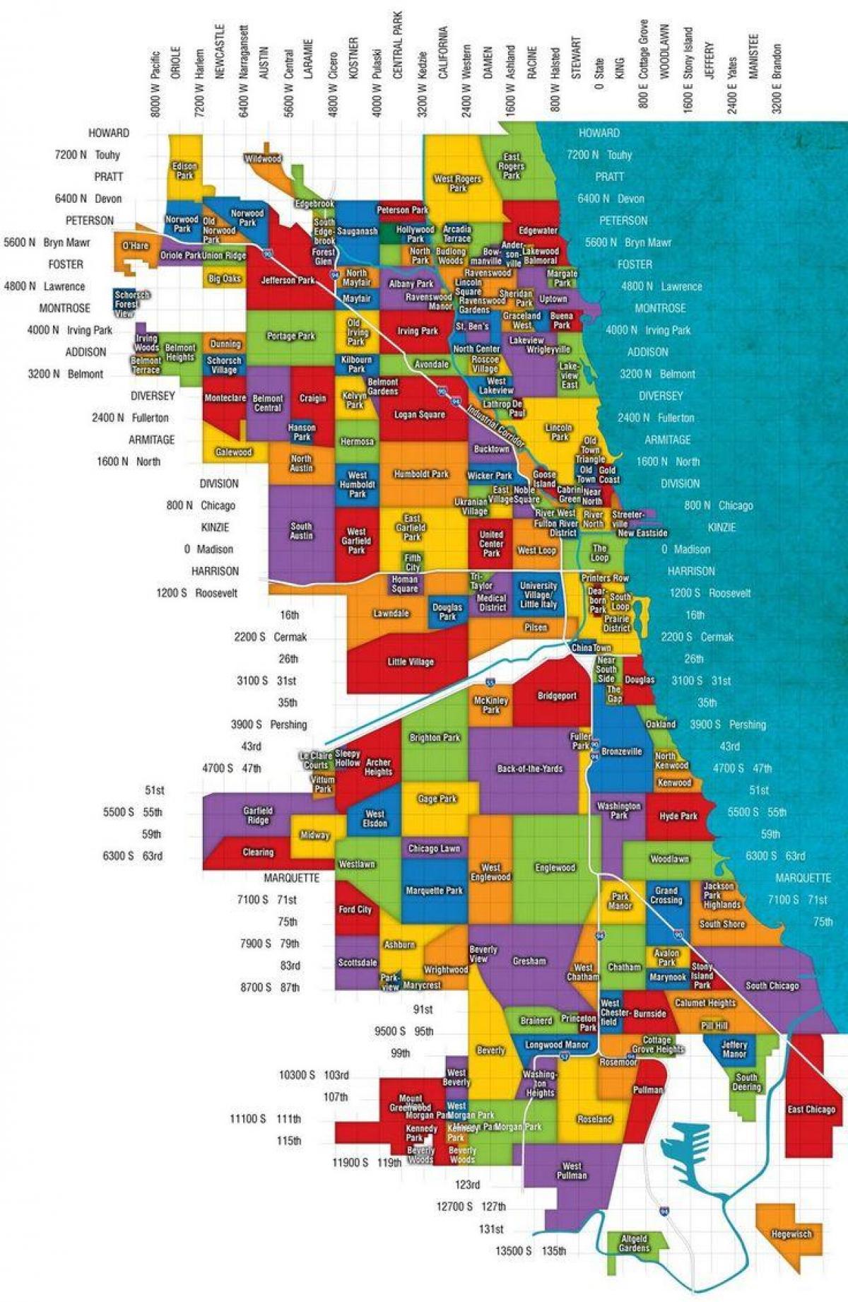 bản đồ của Chicago và vùng ngoại ô