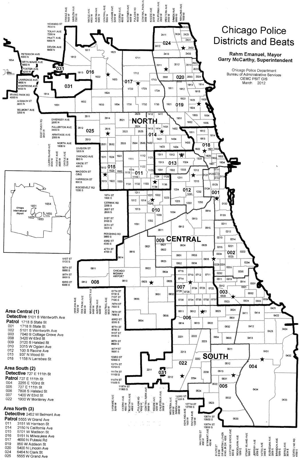 cảnh sát quận bản đồ của Chicago