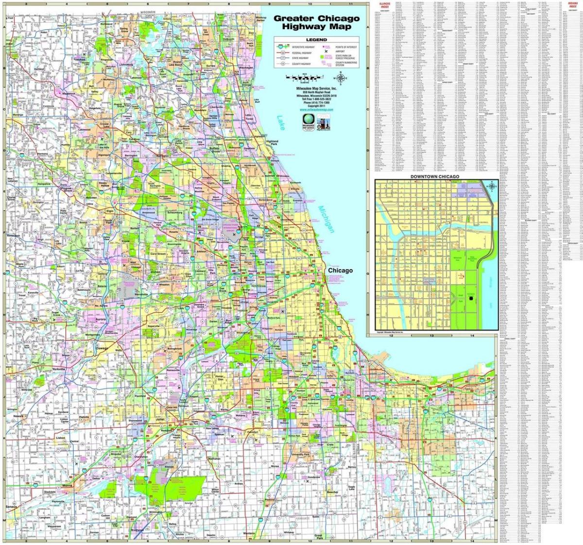 bản đồ của Chicago đường cao tốc