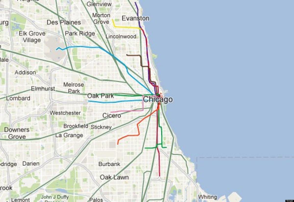 Chicago màu xanh, đường tàu bản đồ