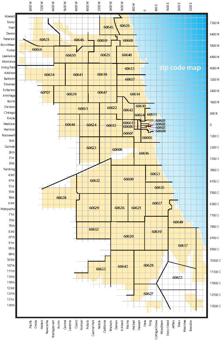 bản đồ của Chicago mã zip