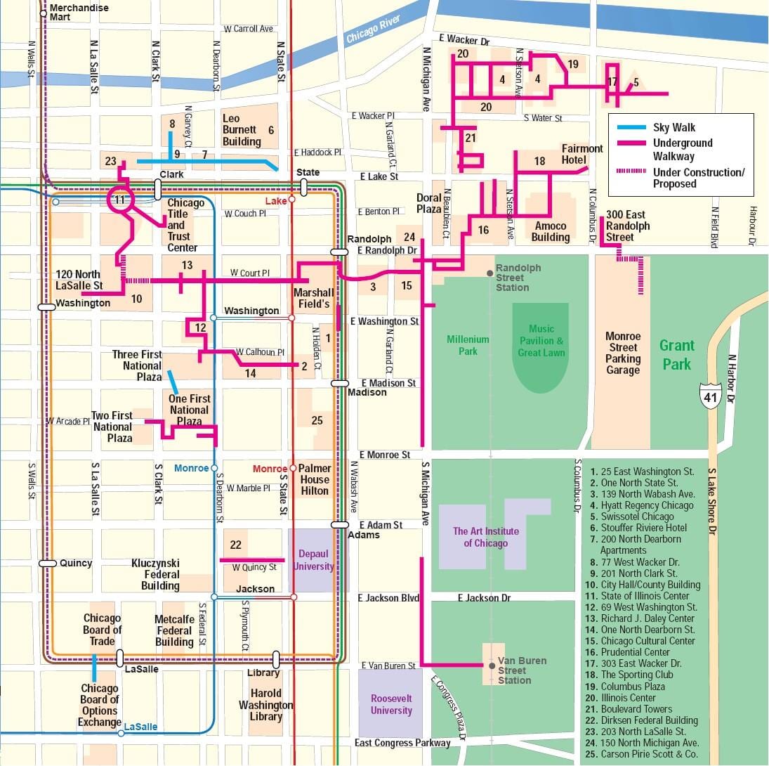 bản đồ của Chicago pedway