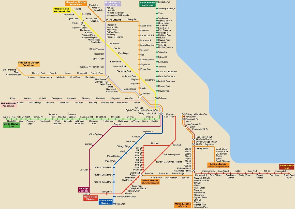 Chicago giao thông công cộng bản đồ
