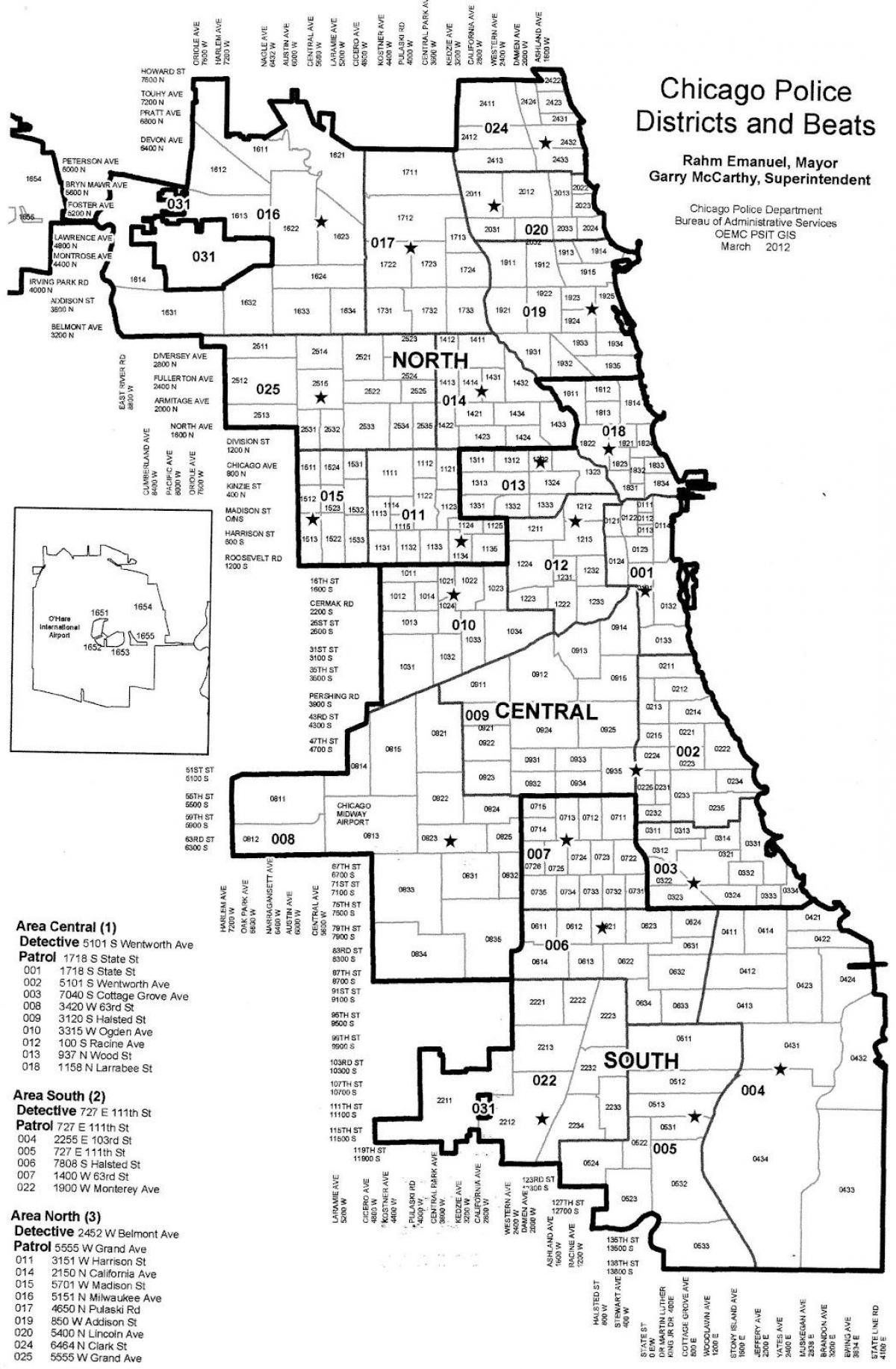 cảnh sát quận bản đồ của Chicago