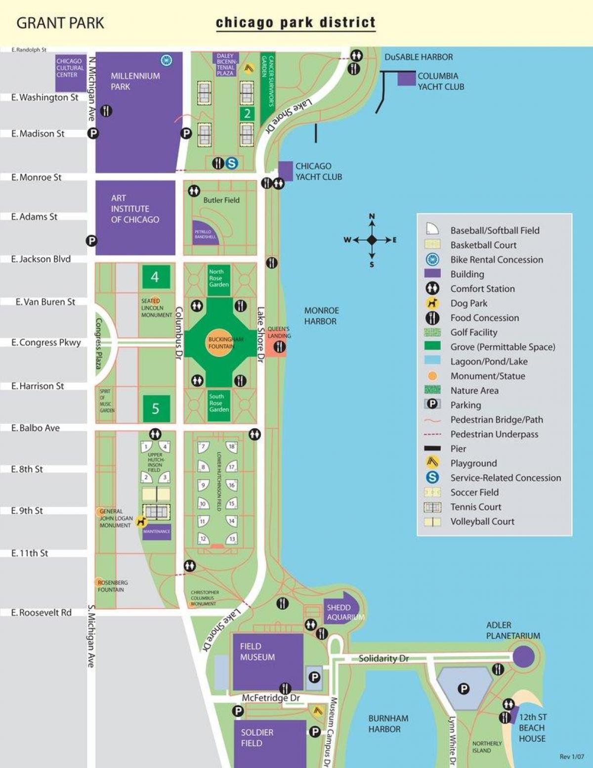 bản đồ của grant park Chicago