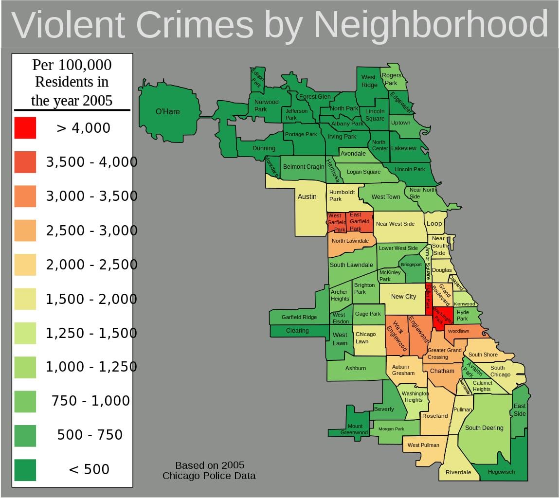 khu vực xấu của Chicago bản đồ