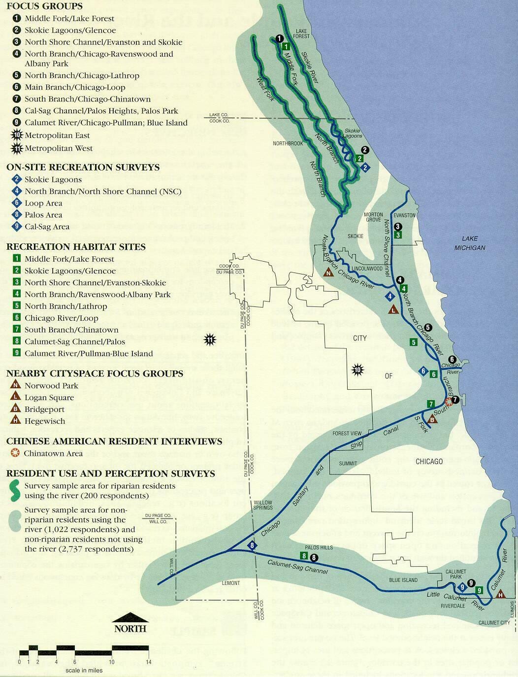bản đồ của sông Chicago