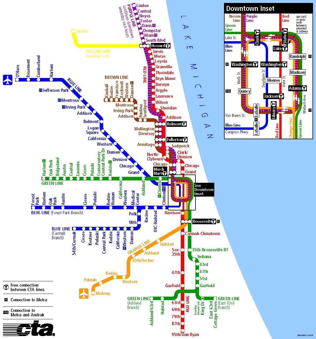 tàu điện ngầm ở Chicago bản đồ