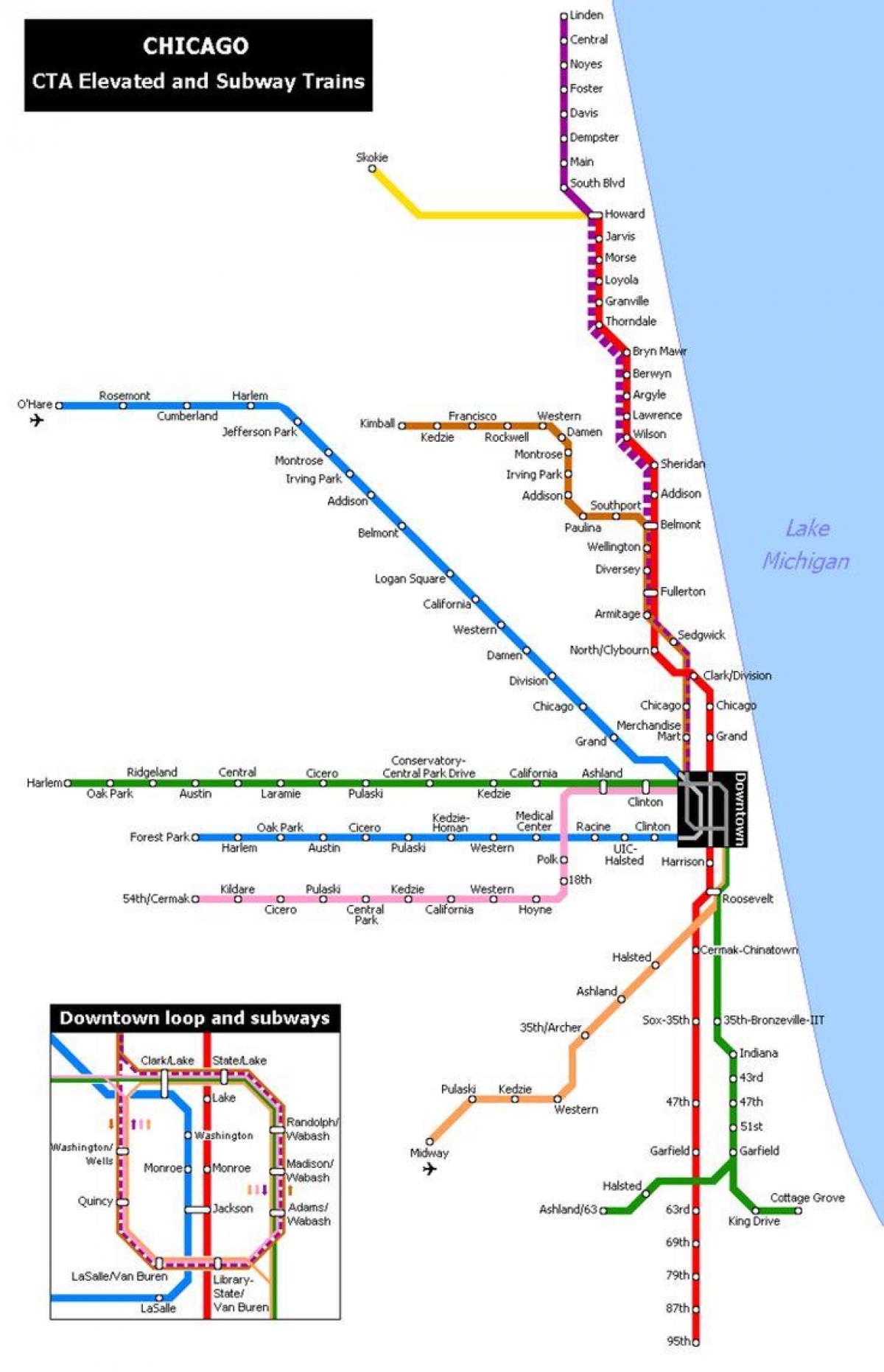 Chicago ga tàu điện ngầm bản đồ