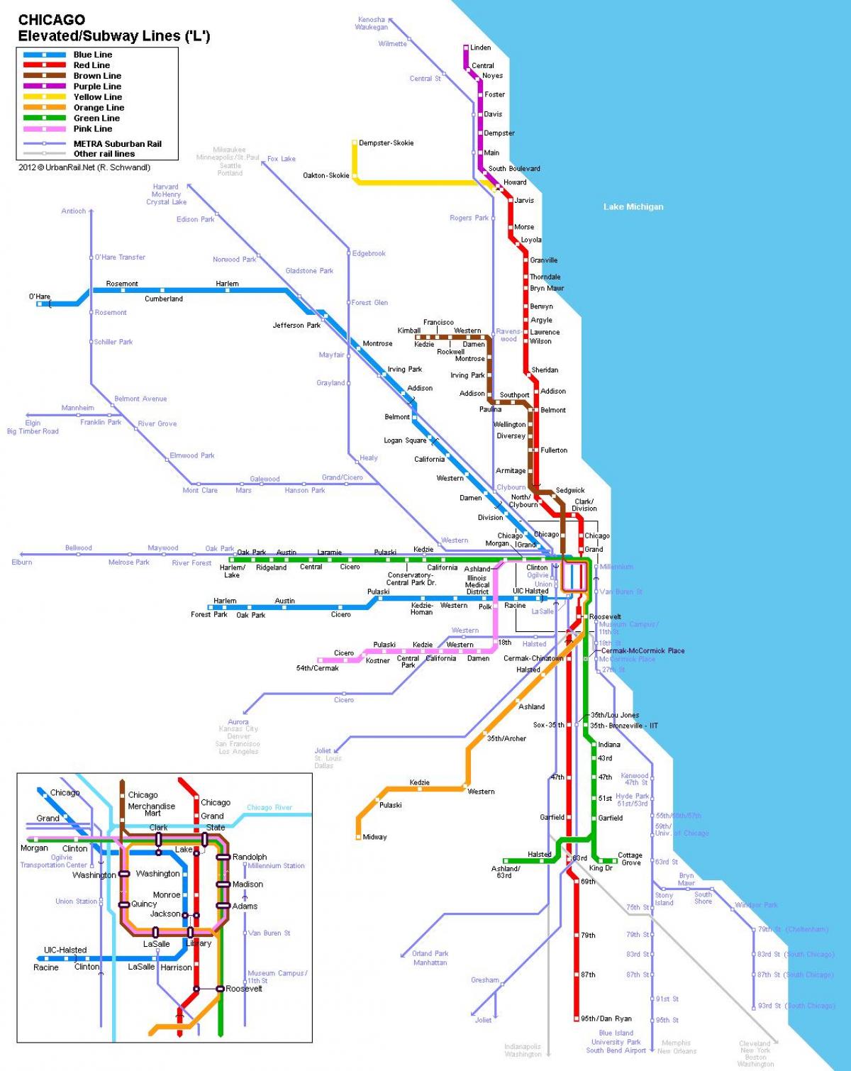 Chicago ga tàu điện ngầm bản đồ