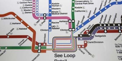 Chicago tàu điện ngầm bản đồ đường màu xanh