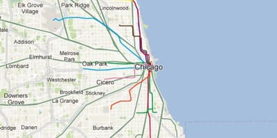 Chicago màu xanh, đường tàu bản đồ