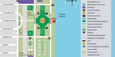 Bản đồ của grant park Chicago