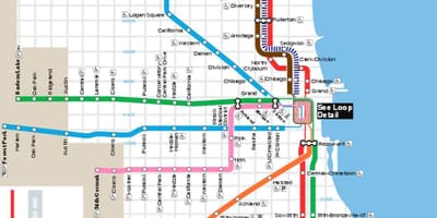 Bản đồ của Chicago dòng màu xanh