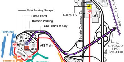Chicago O Hare đậu xe bản đồ