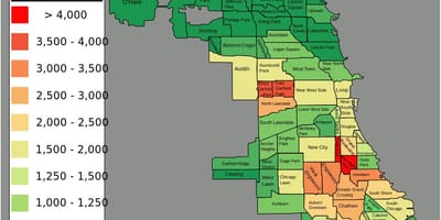 Khu vực xấu của Chicago bản đồ